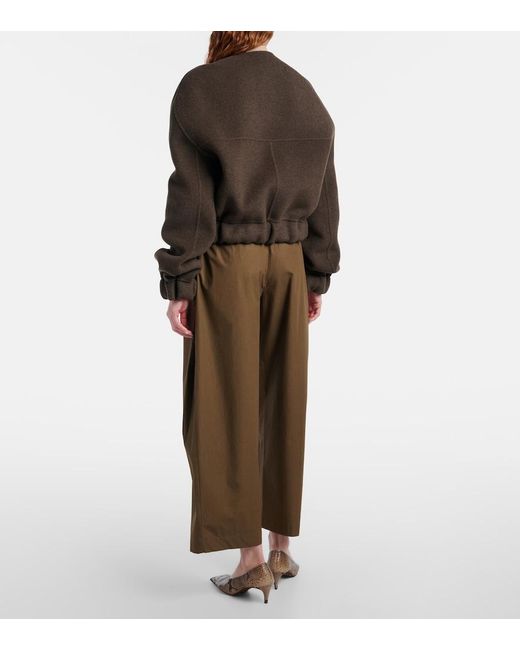 Khaite Brown Roma Cotton Poplin Wide-Leg Pants