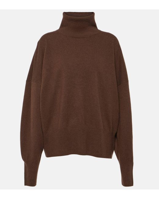 Totême  Brown Cashmere Turtleneck Sweater