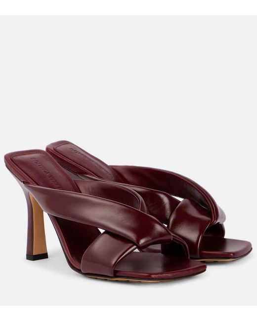 Bottega Veneta Red Riva Leather Mules