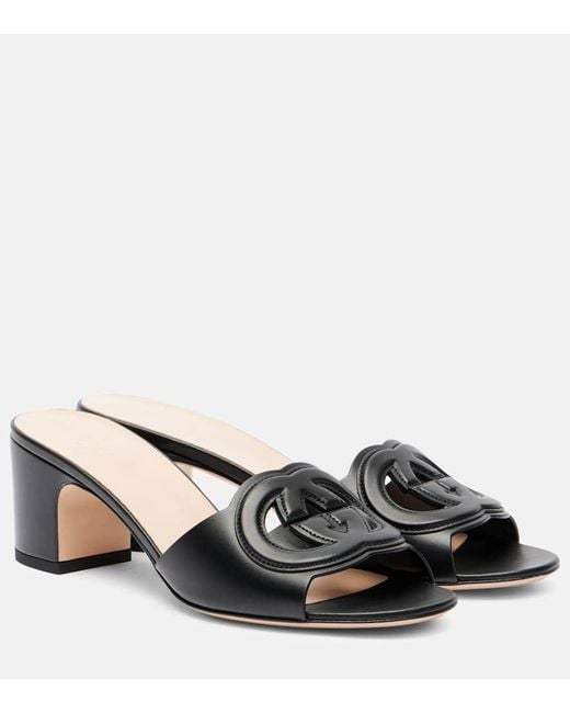 Gucci Black Slide Sandal With Interlocking G