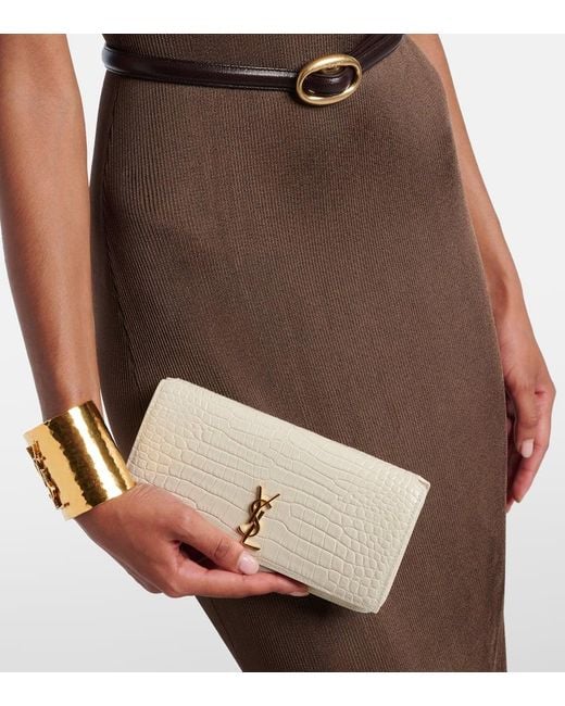 Saint Laurent White Smartphone-Etui Cassandre Mini Aus Leder