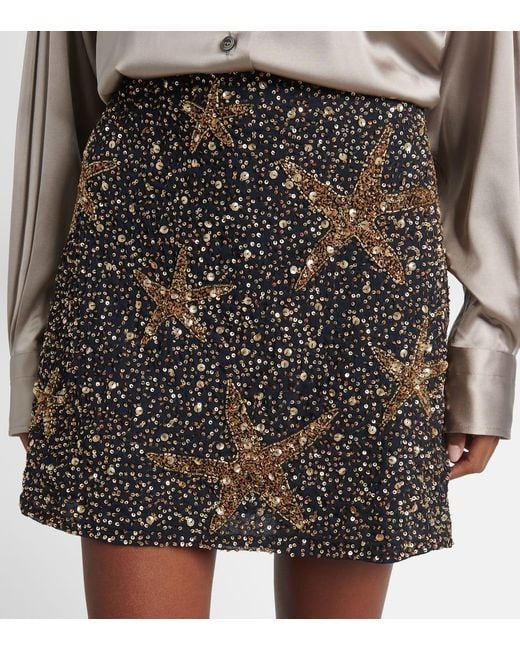 Rixo Black Minna Sequined Miniskirt