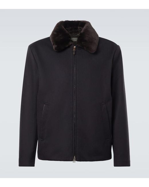 Chaqueta De Cachemir Con Borrego Canali de hombre de color Black