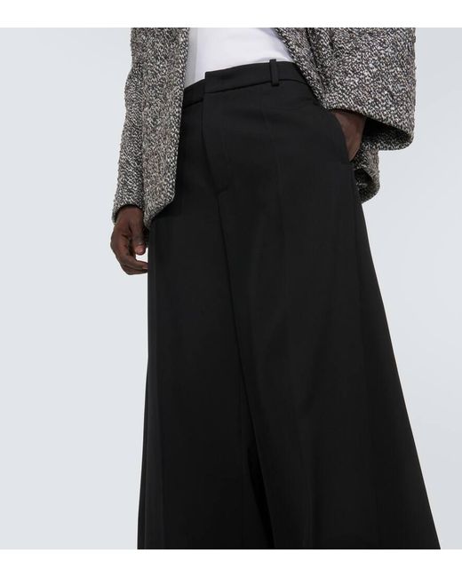 Pantalones anchos de grisalla de lana Valentino de hombre de color Black