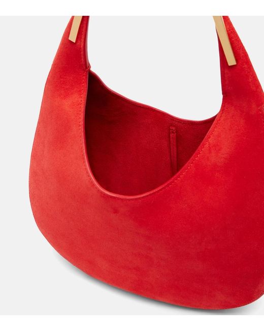 SAVETTE Red Florence Small Suede Shoulder Bag