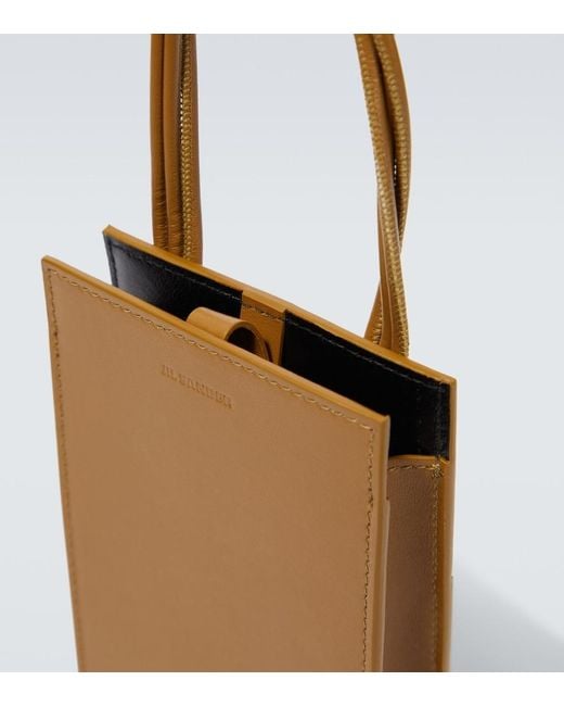 Jil Sander White Embossed Leather Phone Pouch for men