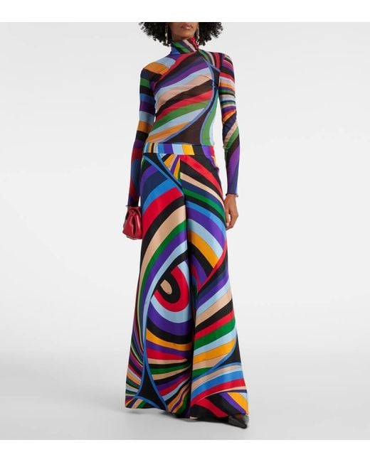 Emilio Pucci Blue Weite Hose Iride Aus Seiden-Twill