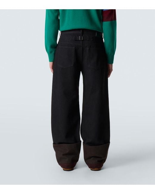 Loewe Black Colorblocked Wide-Leg Jeans for men