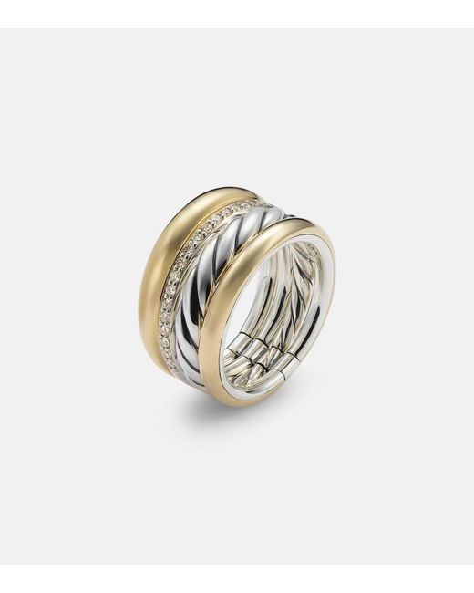 David Yurman White Dy Mercer 18Kt And Sterling Ring With Diamonds