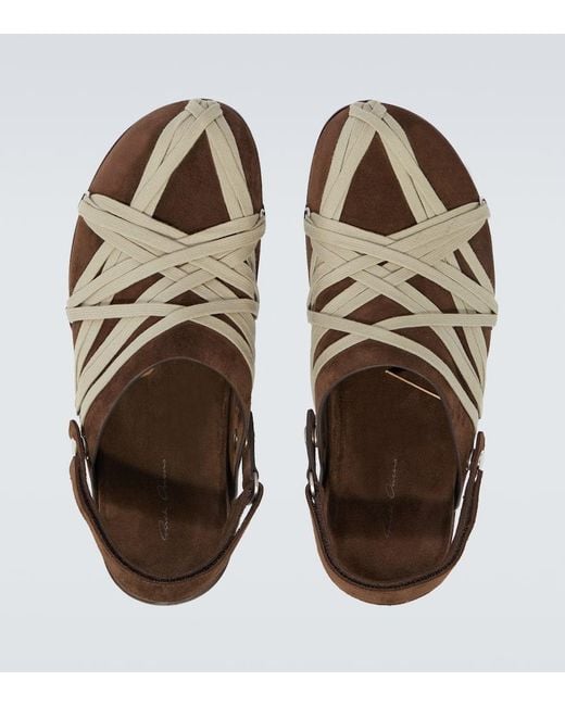 Rick Owens Brown Megalace Suede Mules for men