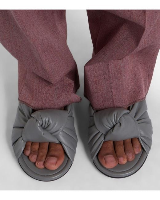 Bottega Veneta Gray Cherry Knot Leather Mules