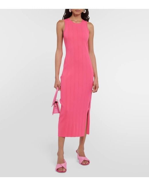 FRAME Pink Midikleid Aus Rippstrick