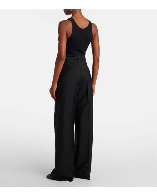 Rohe Blue Mid-Rise Wool And Mohair Wide-Leg Pants