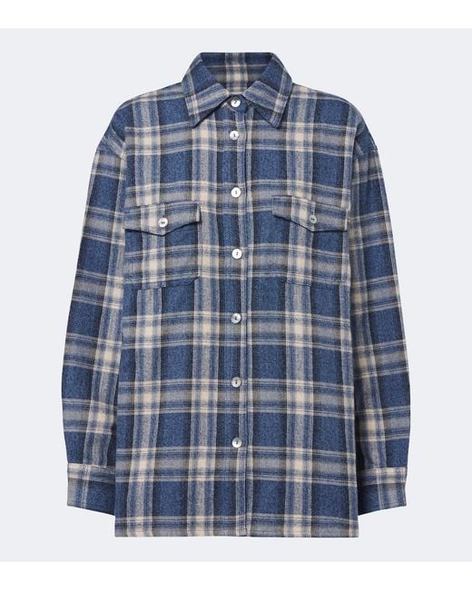 Citizens of Humanity Blue Vintage Plaid Cotton Flannel Shirt