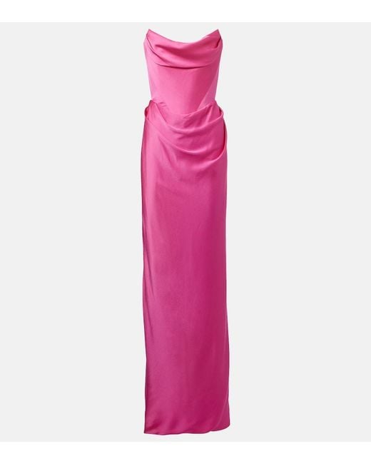 Vivienne Westwood Pink Galaxyno Strapless Satin Corset Gown