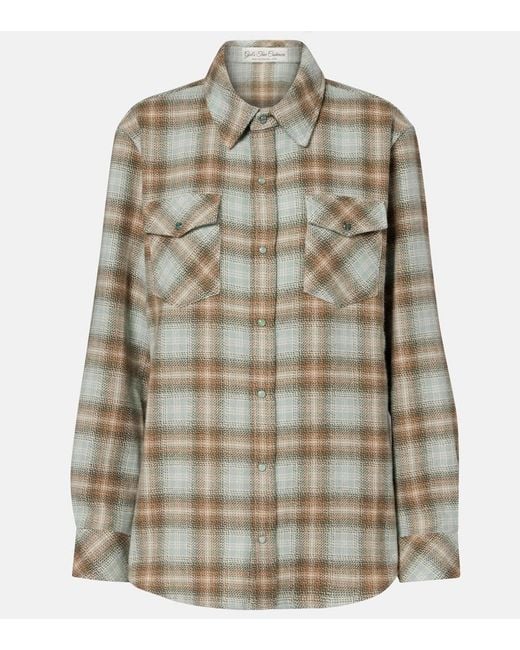 God's True Cashmere Green Joy Tartan Cashmere Shirt With Emerald