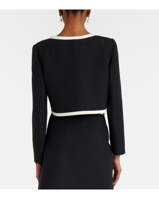 Valentino Black Crepe Couture Bow-Detail Cropped Jacket
