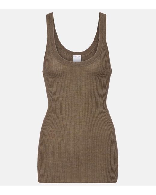 Calvin Klein Brown Ella Ribbed-Knit Wool Tank Top