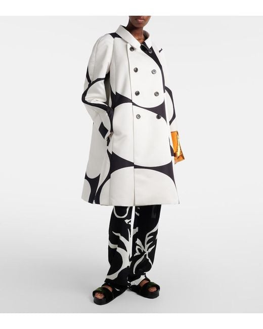 Dries Van Noten Natural Polka-Dot Double-Breasted Satin Coat