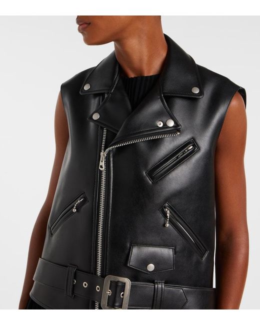 Junya Watanabe Black Maxikleid Aus Lederimitat Und Jersey