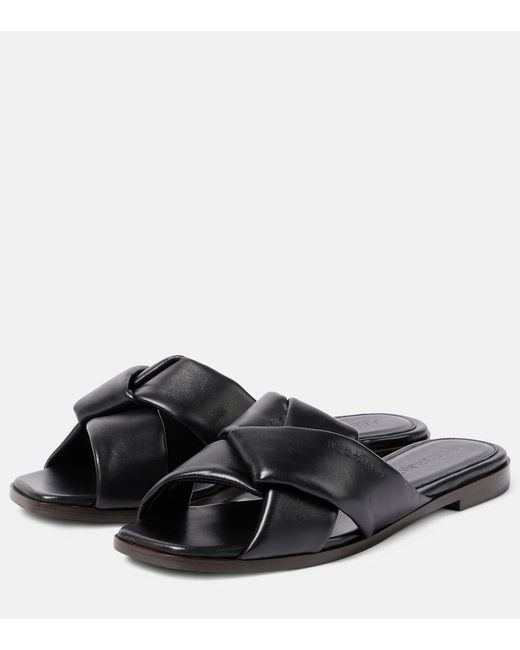 Ferragamo Black Leather Slides