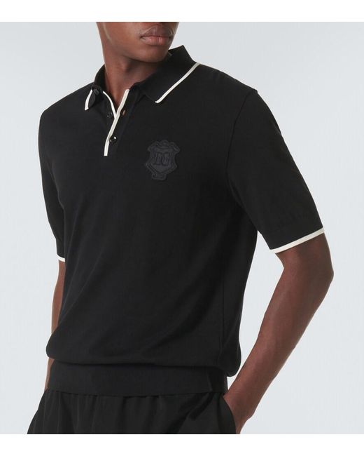 Dolce & Gabbana Black Cotton Polo With Logo for men
