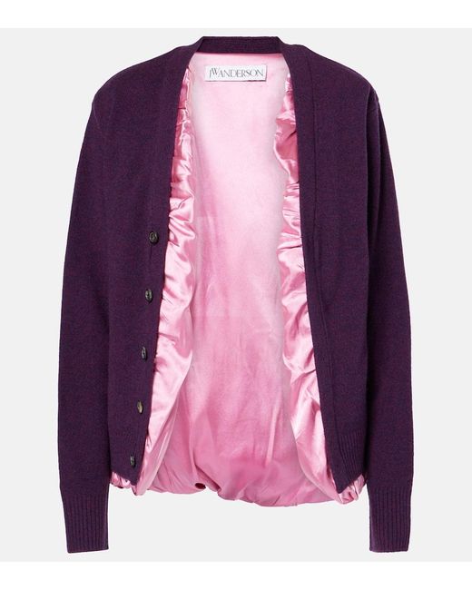 J.W. Anderson Purple Cardigan Aus Wolle Und Satin