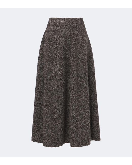 Agnona Gray Cashmere, Silk, And Wool Midi Skirt
