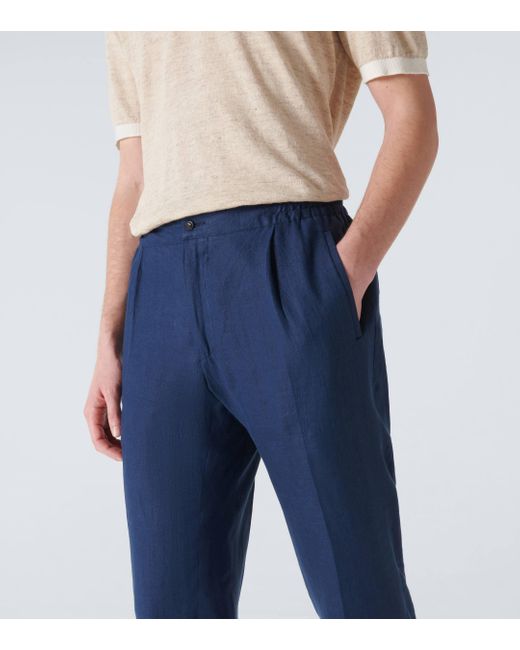 Pantalon chino en lin Kiton pour homme en coloris Blue