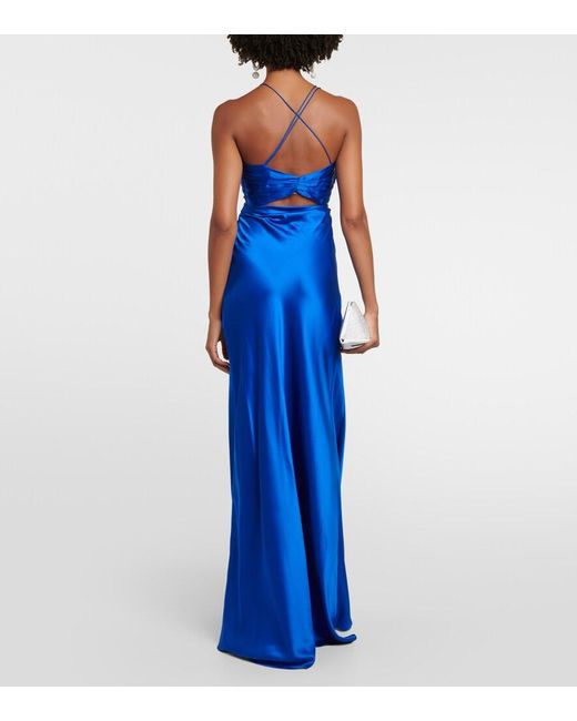 The Sei Blue Asymmetrical Cutout Silk Gown