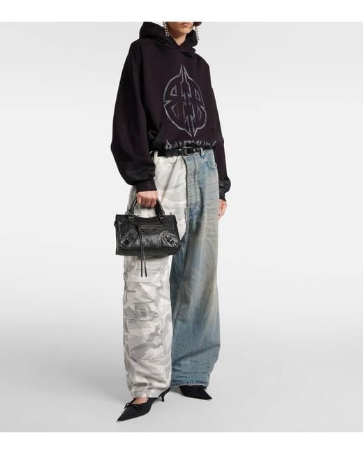 Balenciaga Black Le City Mini Textured-Leather Bag