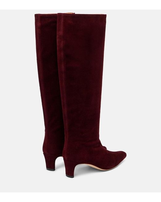 Staud Red Wally 55 Suede Knee-High Boots
