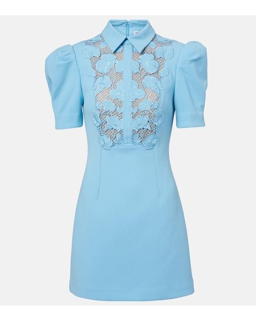 Rebecca Vallance Blue Skye Lace-Trimmed Crepe Minidress