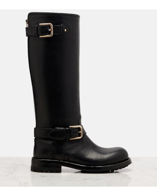Dolce & Gabbana Black Leather Biker Boots