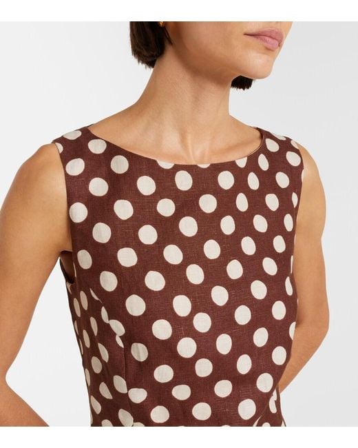 Faithfull The Brand Brown Lydie Polka-Dot Linen Minidress