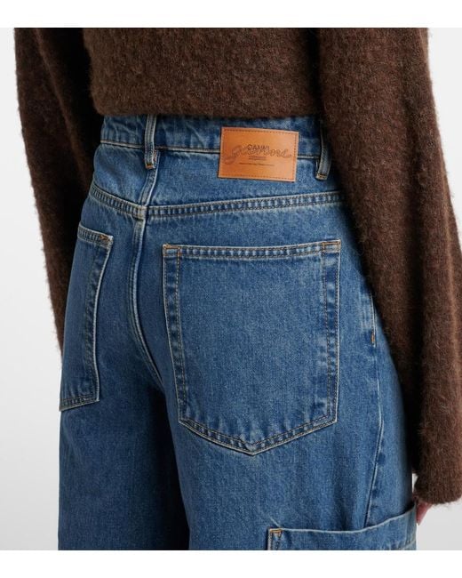 Ganni Blue Mid-Rise Cargo Jeans