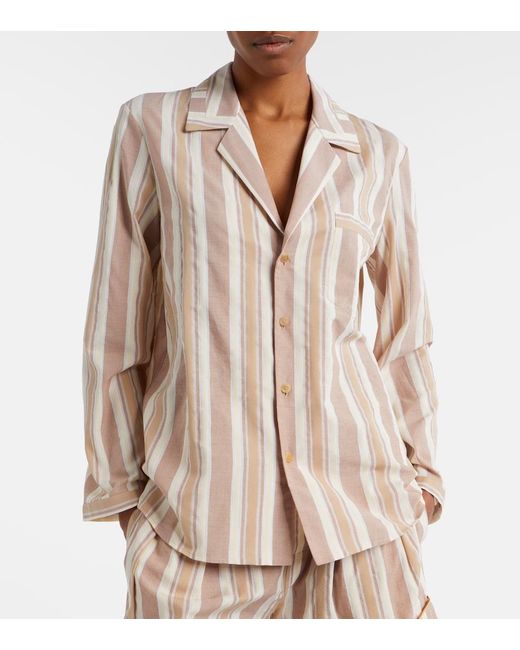 Saint Laurent Pink Striped Cotton Pajama Shirt