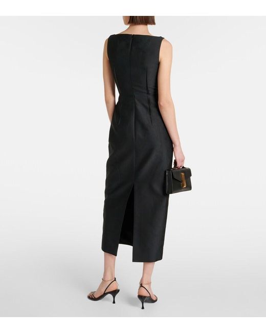 Emilia Wickstead Black Illyse Floral Midi Dress