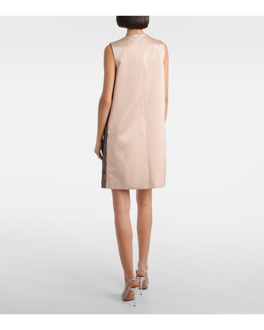 Max Mara Natural Acino Embellished Tulle And Satin Minidress