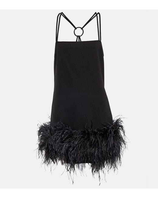 The Attico Black Fujiko Feather-Trimmed Minidress