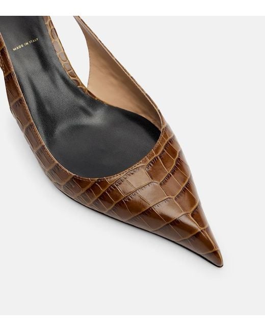 Tom Ford Brown Croc-Effect Slingback Pumps