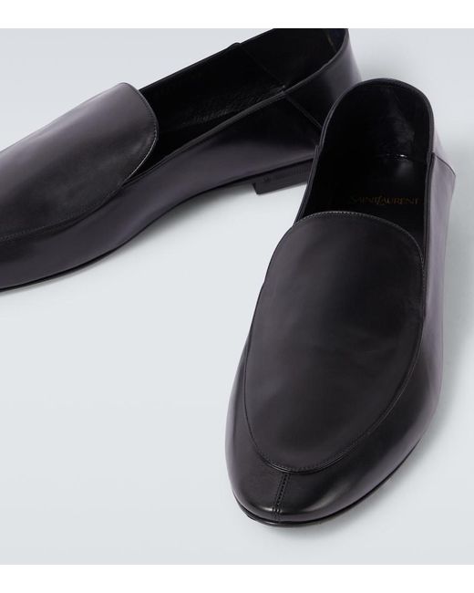 Saint Laurent Black Alain Leather Slippers for men