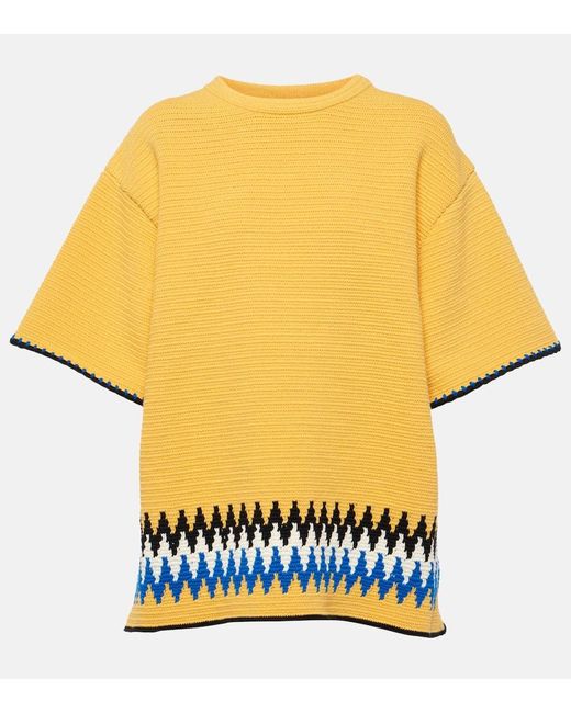 Jil Sander Yellow Jacquard-trimmed Cotton Jersey T-shirt