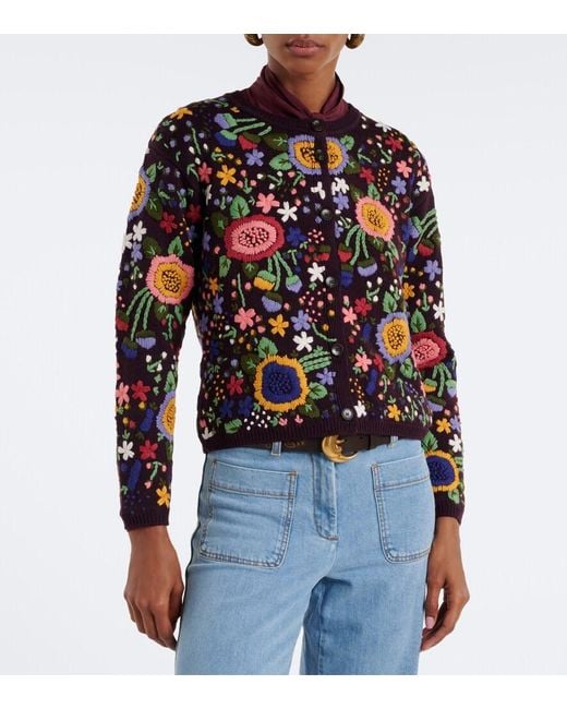 Etro Multicolor Floral Embroidered Wool Cardigan