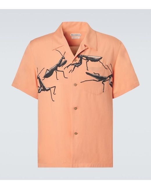 J.W. Anderson Orange Printed Bowling Shirt for men