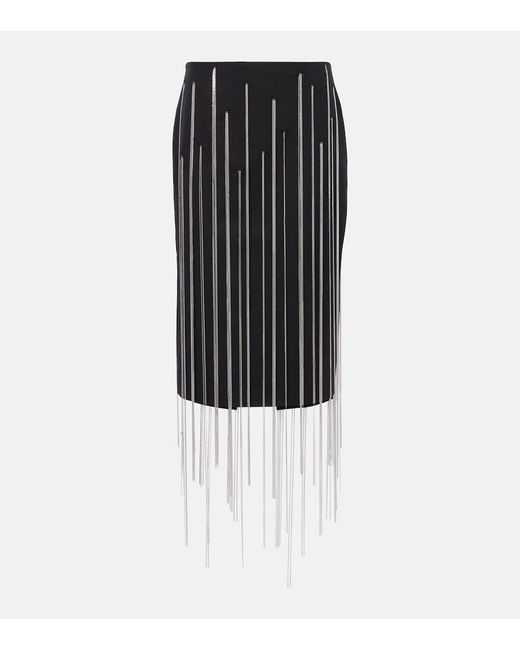 Victoria Beckham Black Chain-Detail Midi Skirt
