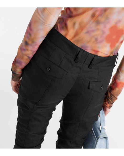 Acne Black Mid-rise Linen-blend Flared Pants