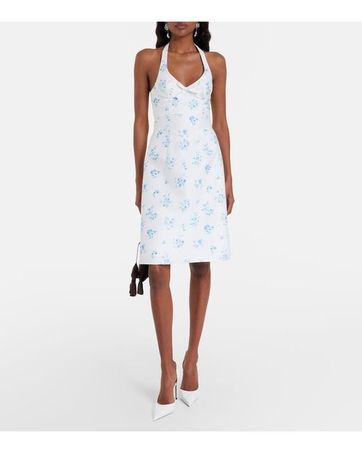 ShuShu/Tong White Floral Halterneck Cotton Minidress
