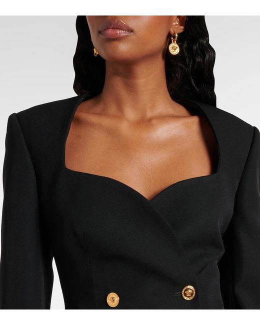 Versace Black Double-Breasted Wool Minidress