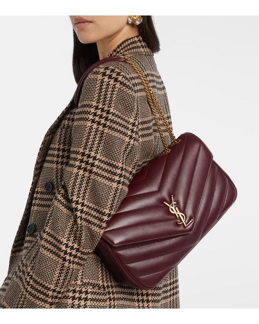 Saint Laurent Purple Loulou Medium Leather Shoulder Bag